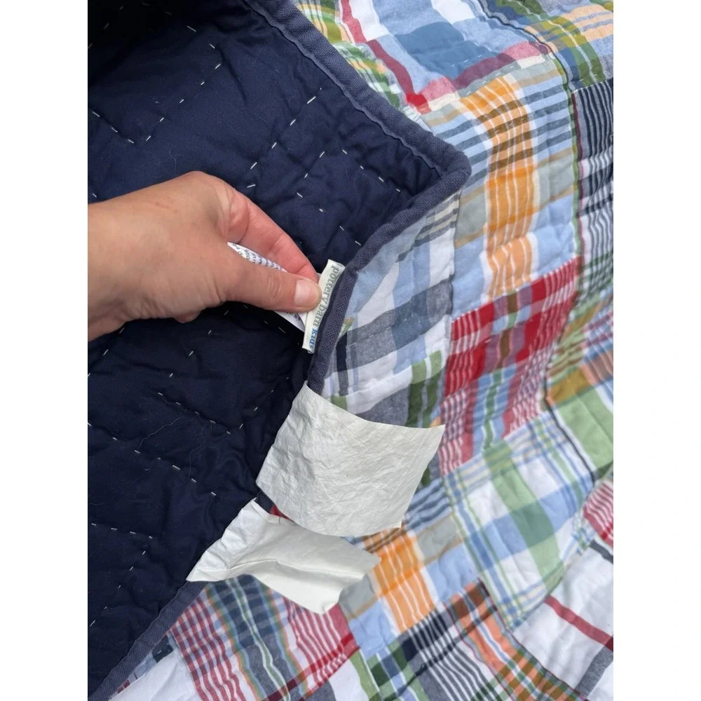 Pottery Barn Kids Madra Plaid Patchwork Rustic Preppy Vibrant Multicolor Quilt